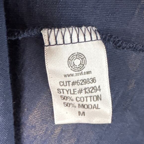 XCVI Semi Sheer Tunic Top Blue Modal Cotton Crew Neck Crop Sleeve Size Medium - Picture 5 of 8